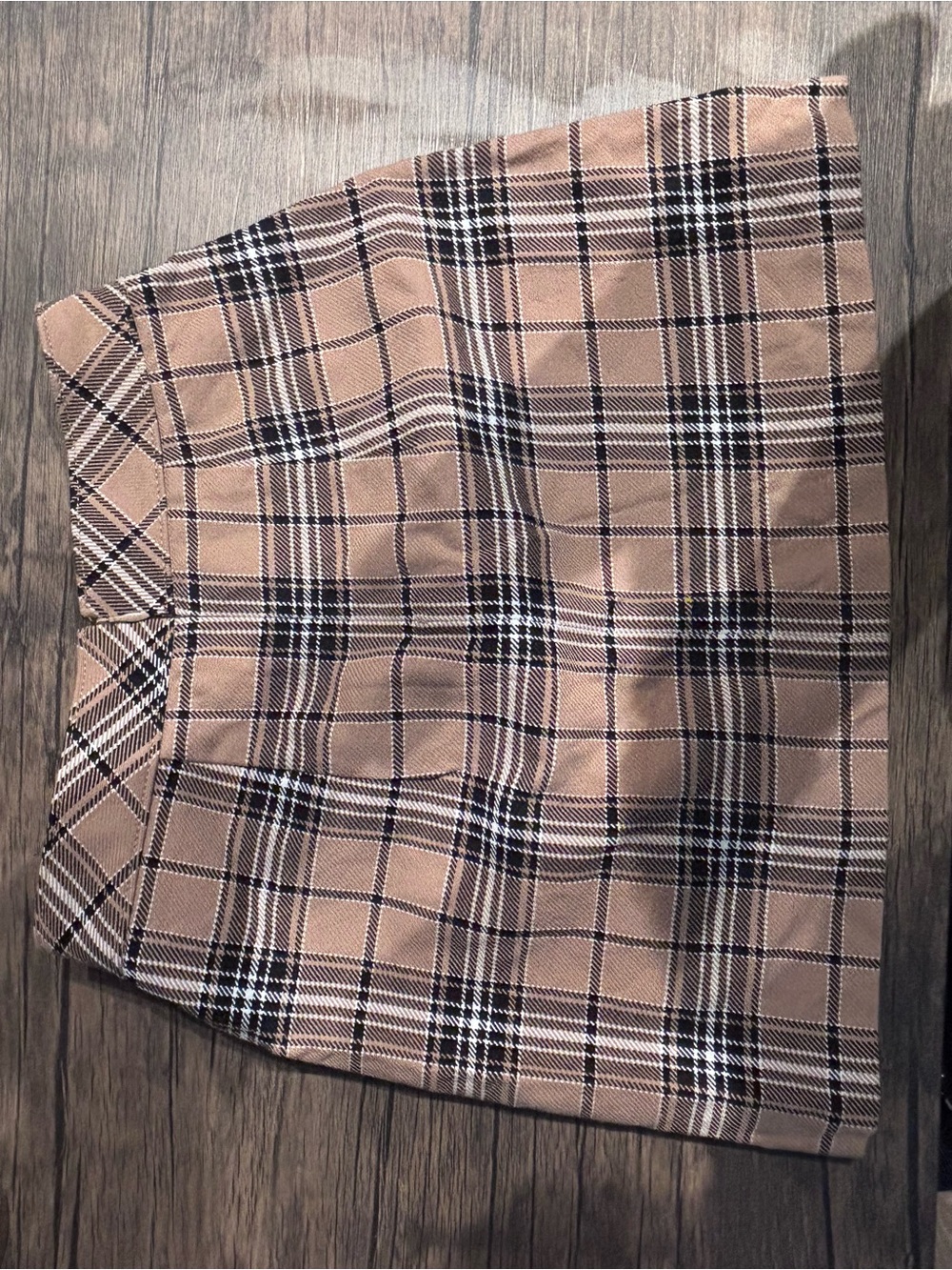Express Plaid Mini Skirt in Camel and Black